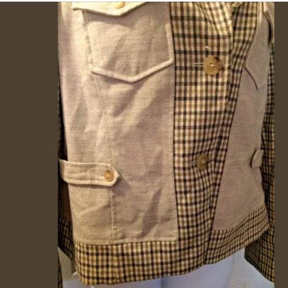 DONCASTER Plaid Jacket Tan Brown Wool Career - Picture 4 of 8